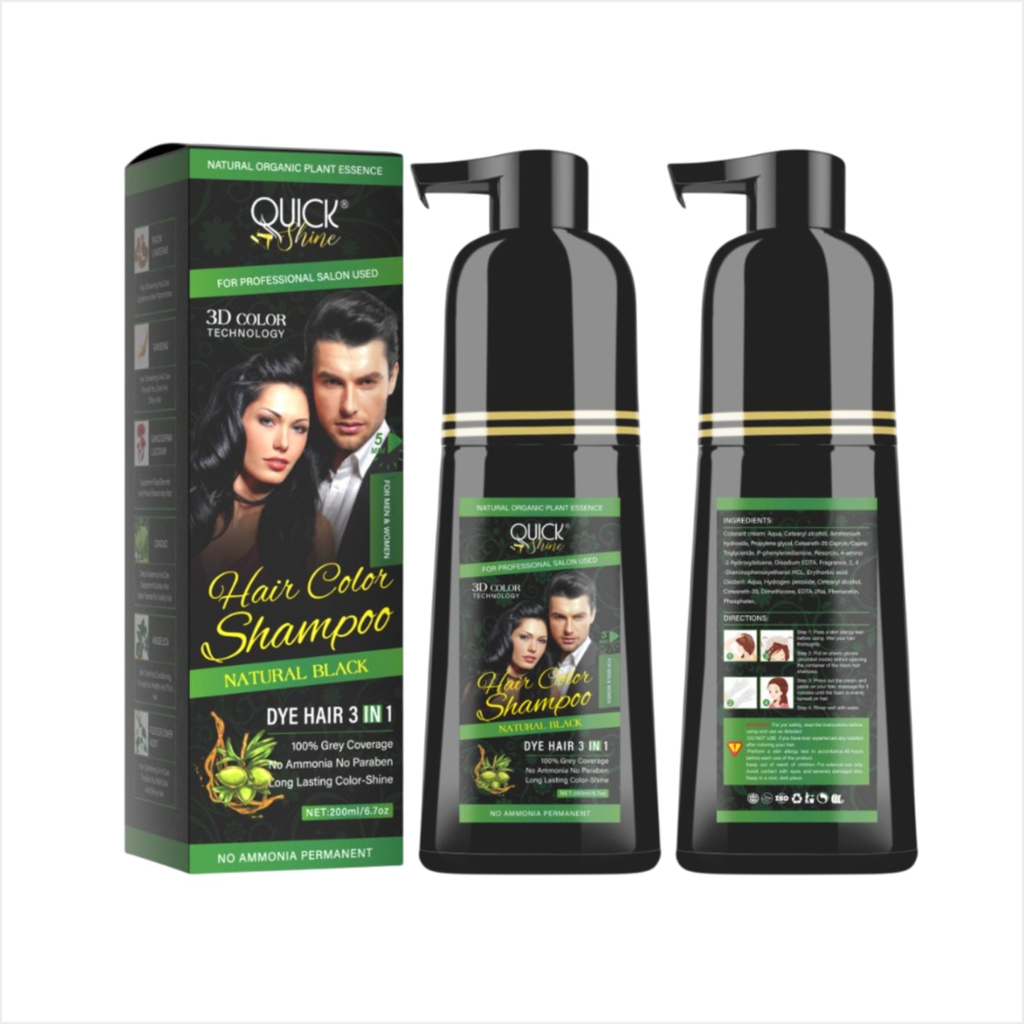 Hair Color Shampoo for Men, Women 2-in-1