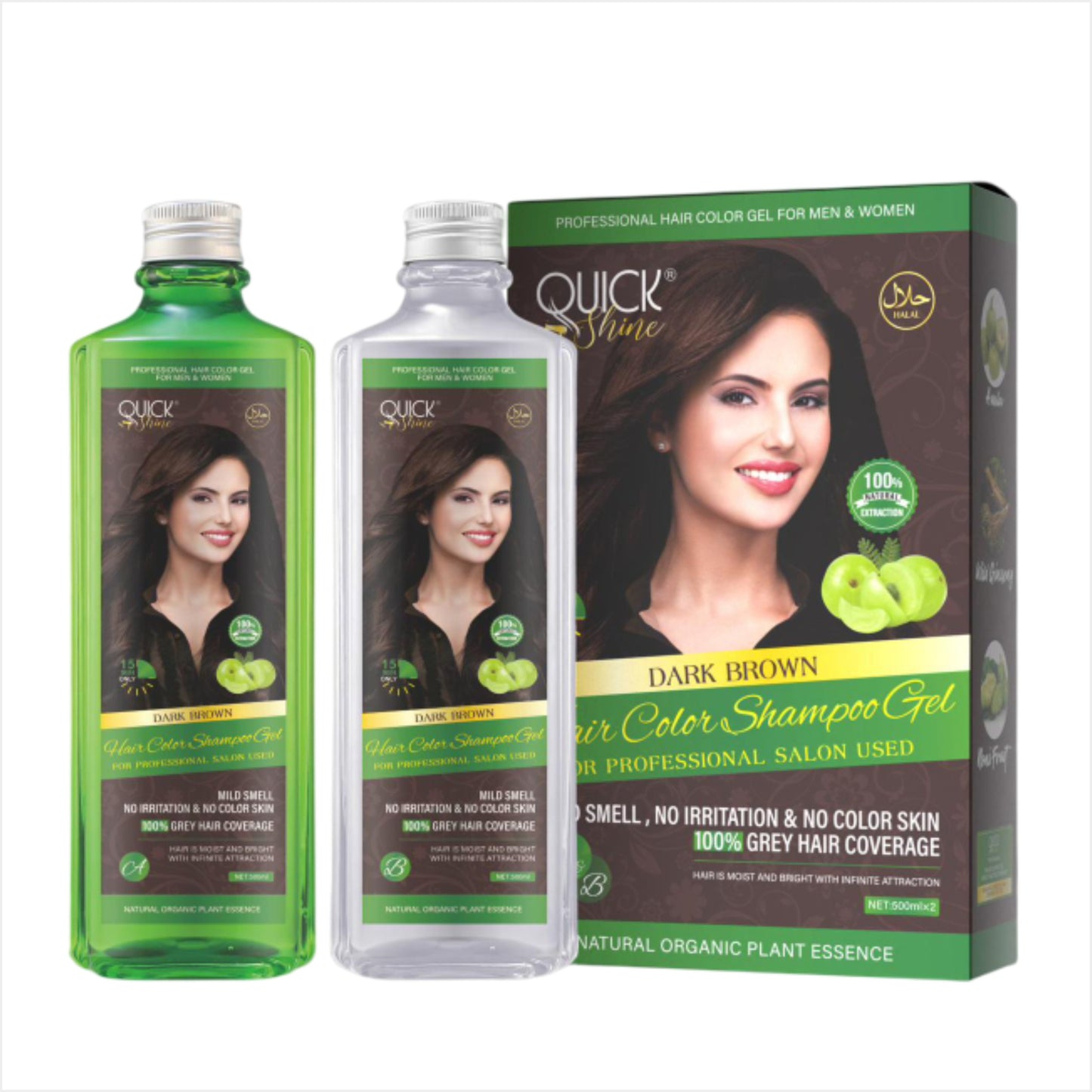 Professional Hair Dye Shampoo – 5-in-1 Grey Hair Coverage Shampoo with Natural Extracts