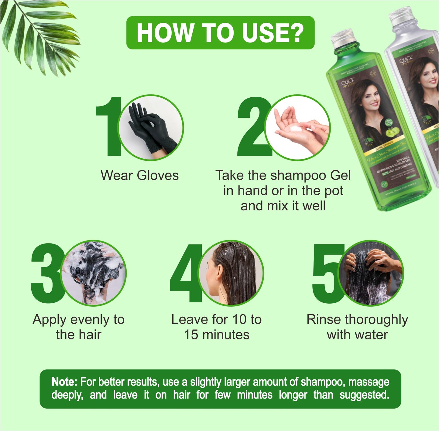 Professional Hair Dye Shampoo – 5-in-1 Grey Hair Coverage Shampoo with Natural Extracts