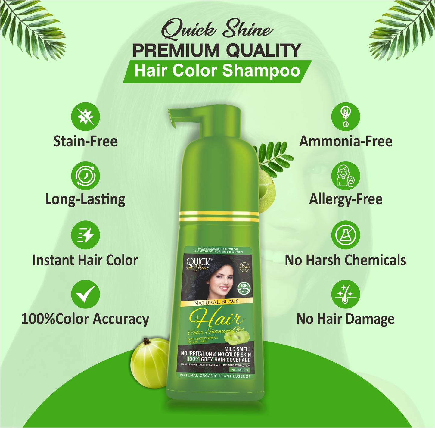 Hair Color Shampoo with Argan Oil & Keratin Extract – 5 in 1 Hair Dye Shampoo for Grey Hair