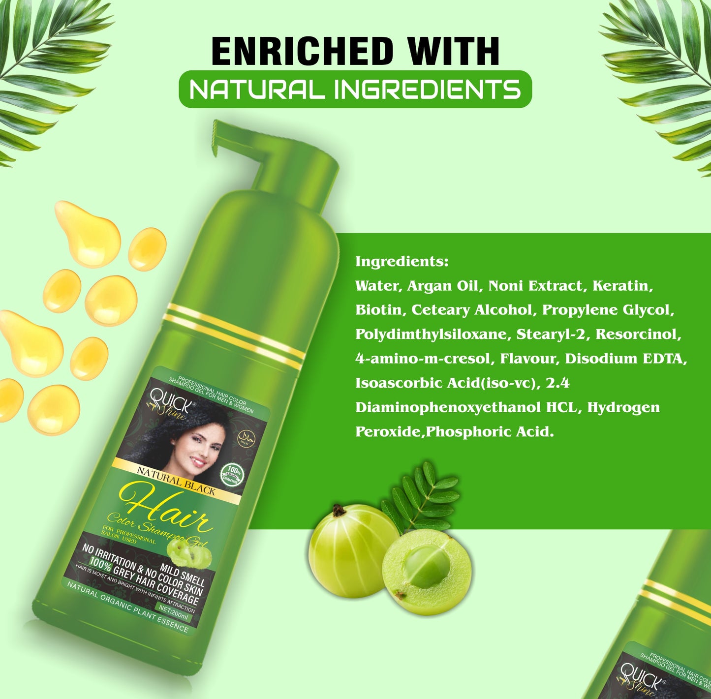 Hair Color Shampoo with Argan Oil & Keratin Extract – 5 in 1 Hair Dye Shampoo for Grey Hair