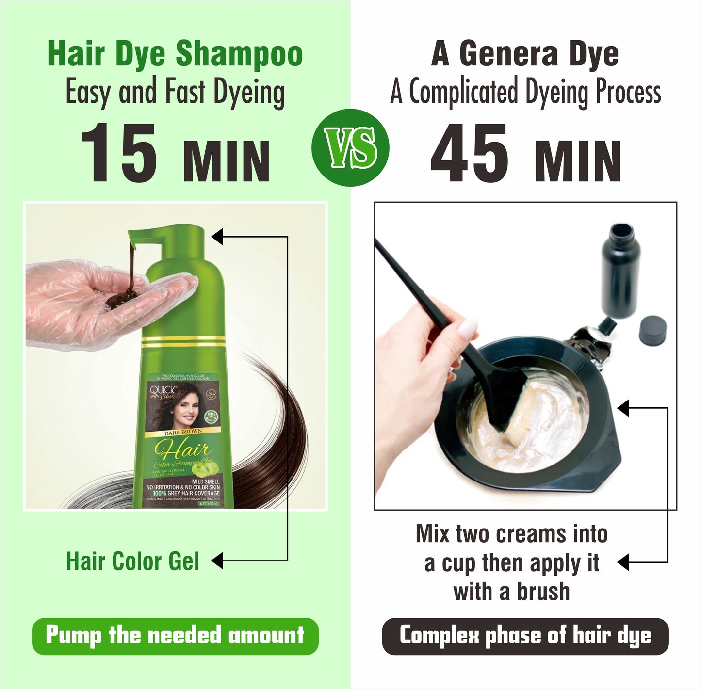 Hair Color Shampoo with Argan Oil & Keratin Extract – 5 in 1 Hair Dye Shampoo for Grey Hair