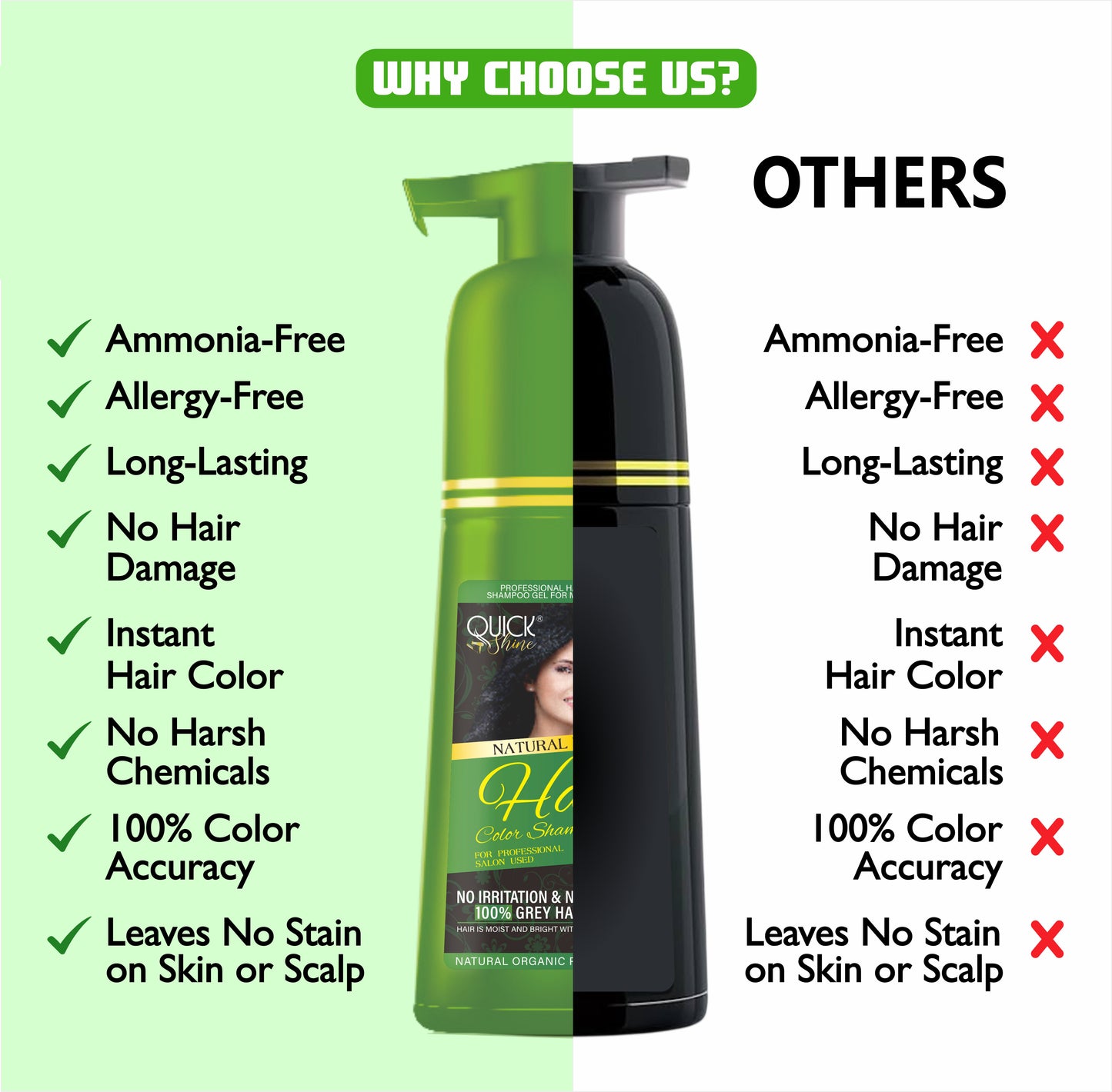 Hair Color Shampoo with Argan Oil & Keratin Extract – 5 in 1 Hair Dye Shampoo for Grey Hair